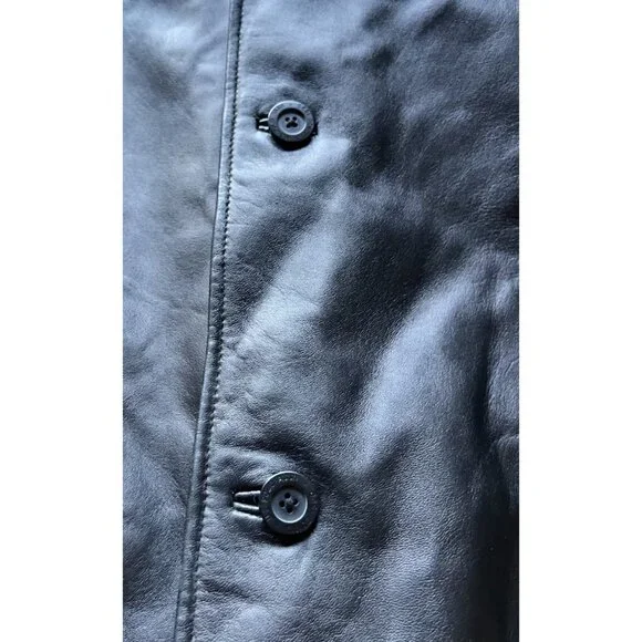 Vintage US Polo Assn Black Genuine Leather Jacket Men’s Sz XL Button Bomber